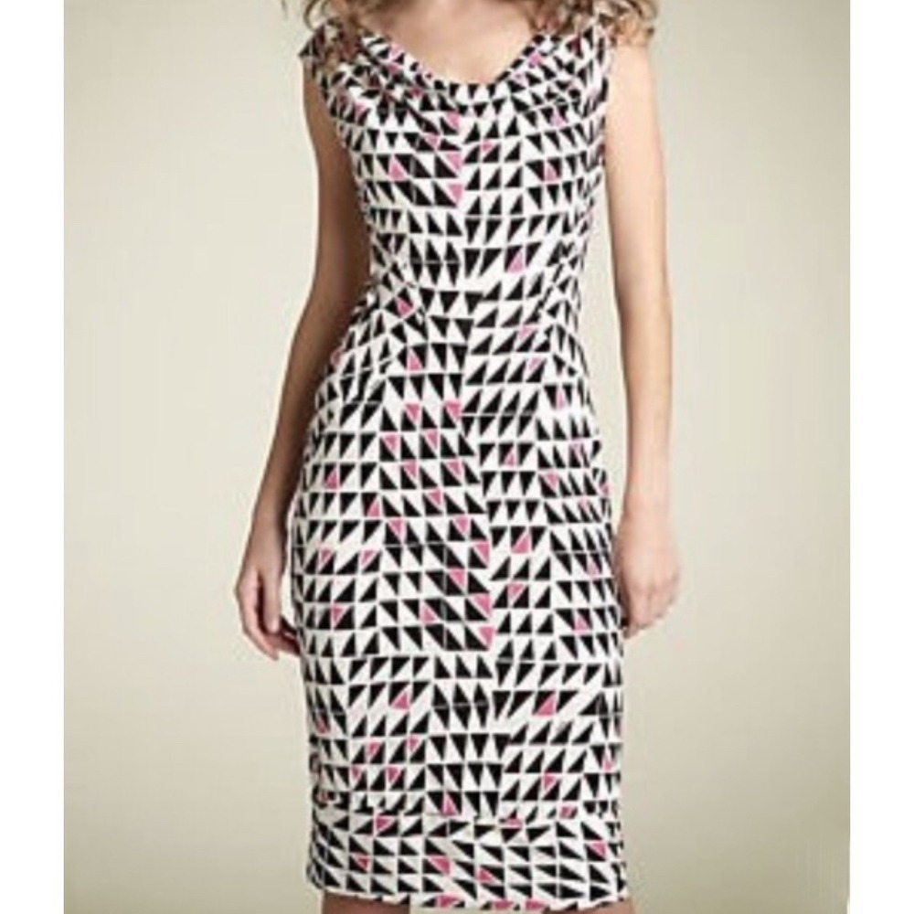 Diane von Furstenberg‎ Geometric Print Cowl Neck Sleeveless Silk Dress Size 4